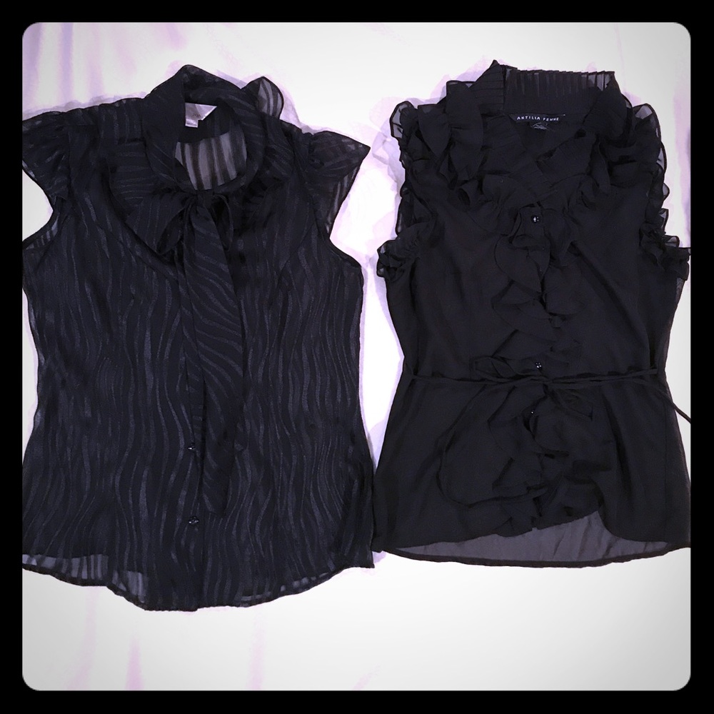 Lot of 2 Ruffle Blouses Black